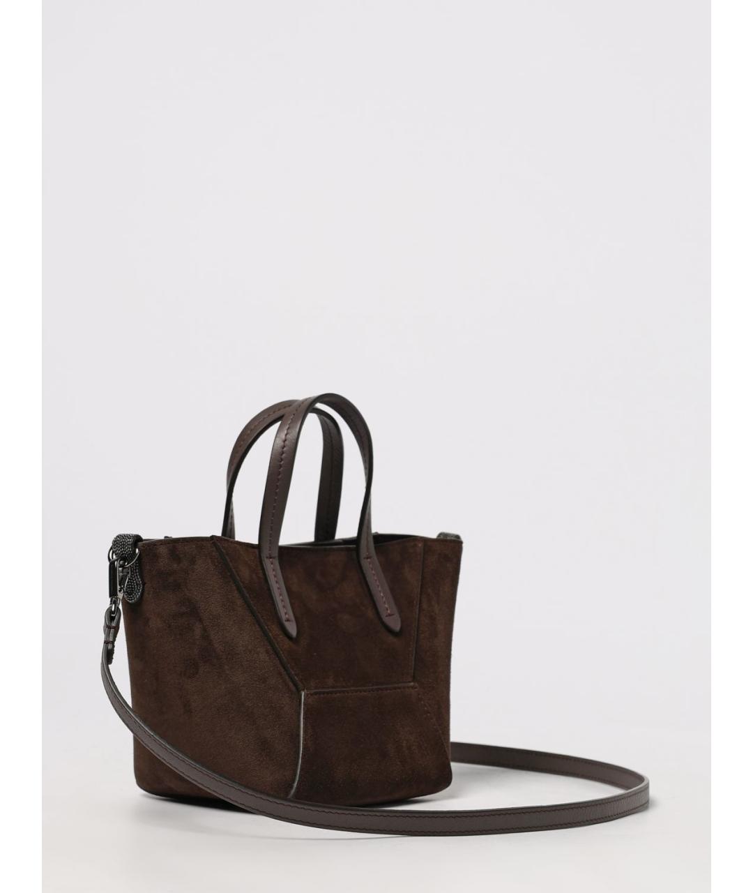 BRUNELLO CUCINELLI Коричневая замшевая сумка тоут, фото 3