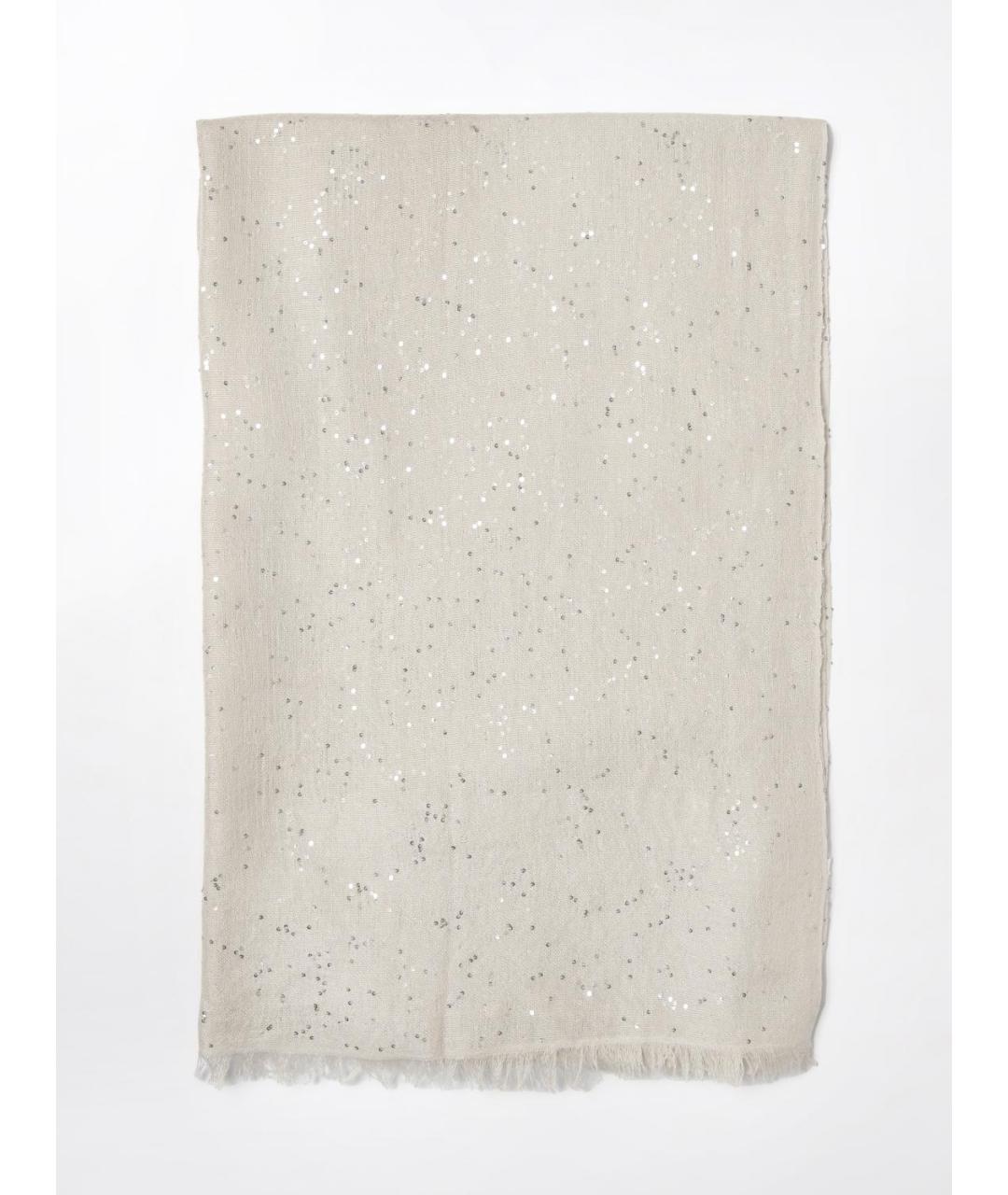 BRUNELLO CUCINELLI Бежевый кашемировый шарф, фото 6