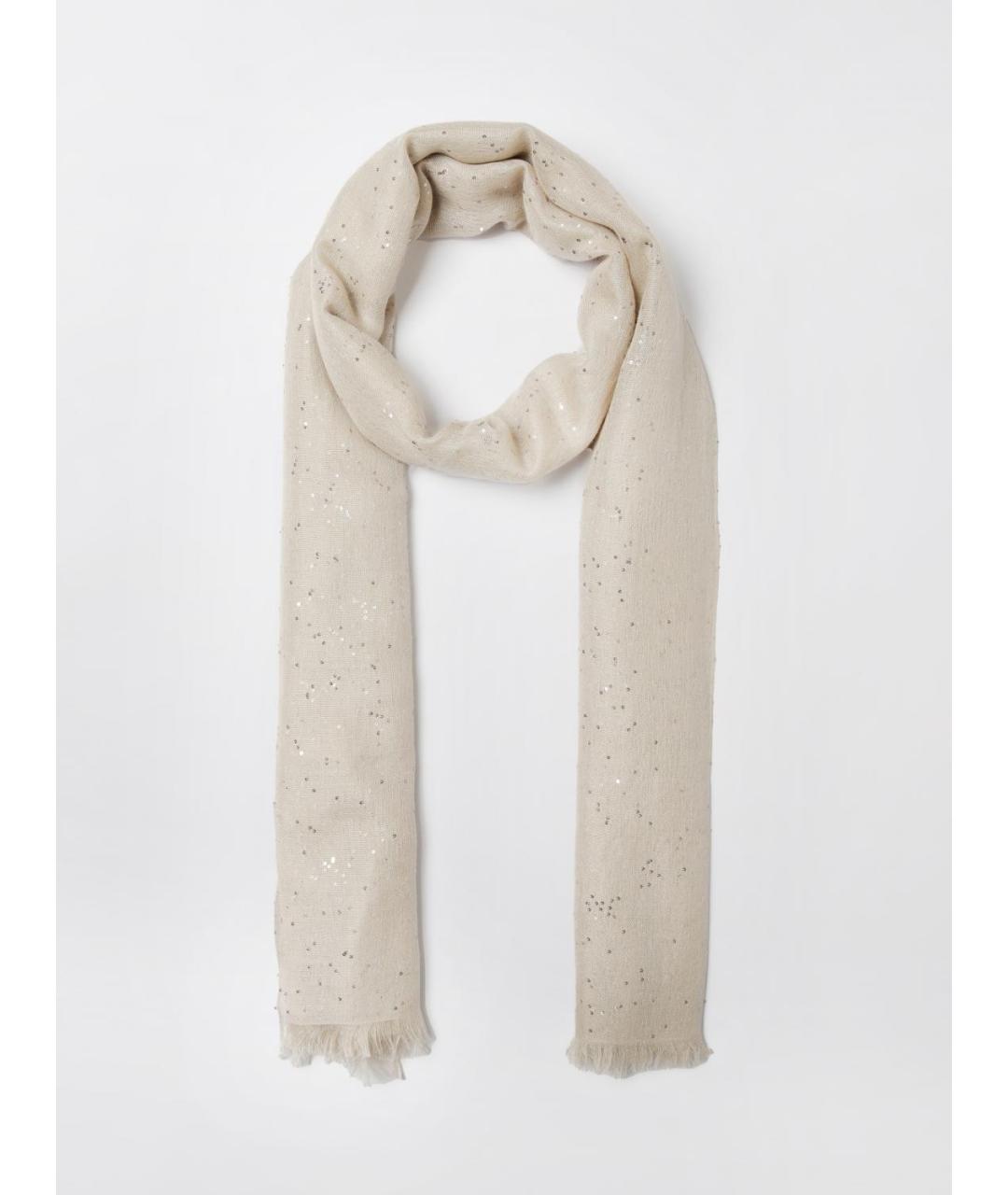 BRUNELLO CUCINELLI Бежевый кашемировый шарф, фото 5