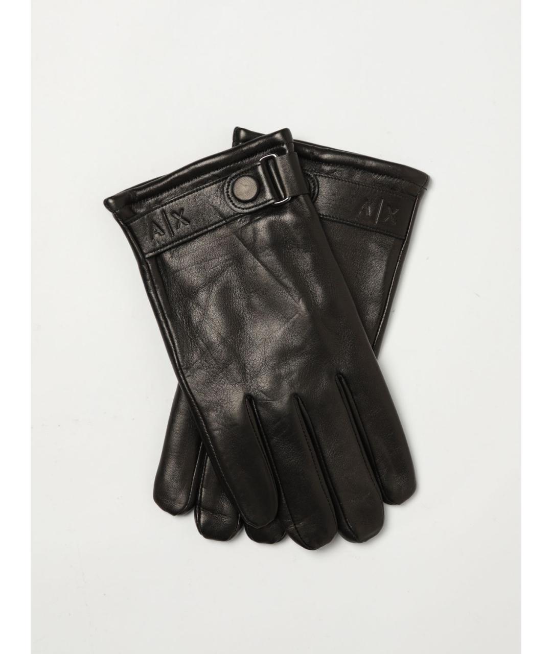 ARMANI EXCHANGE Черные кожаные перчатки, фото 3