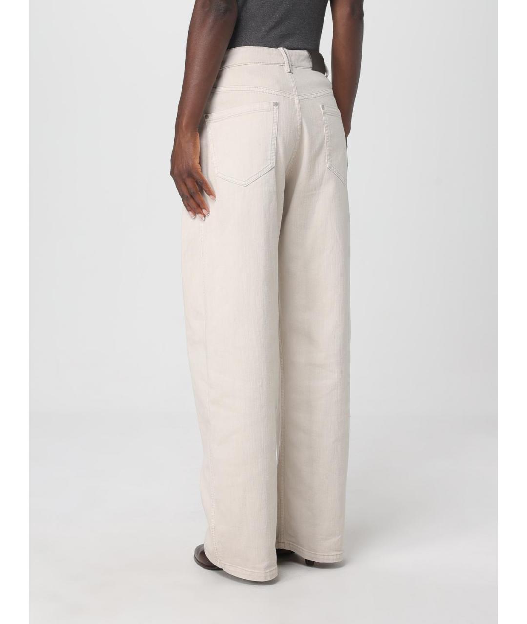 BRUNELLO CUCINELLI Бежевые хлопковые прямые джинсы, фото 4