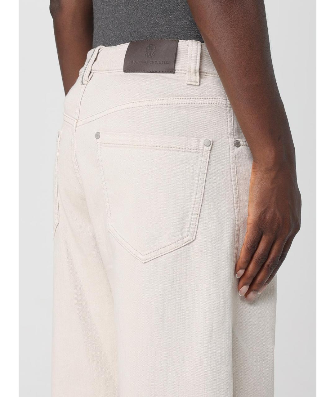 BRUNELLO CUCINELLI Бежевые хлопковые прямые джинсы, фото 6