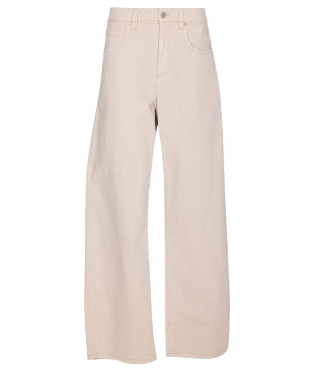 BRUNELLO CUCINELLI Бежевые хлопковые прямые джинсы, фото 1