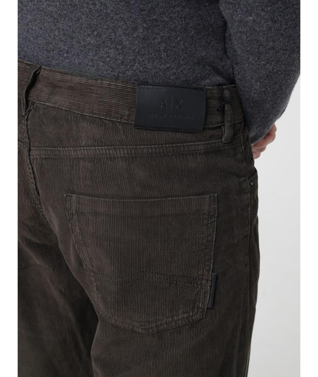 ARMANI EXCHANGE Коричневые хлопковые повседневные брюки, фото 3