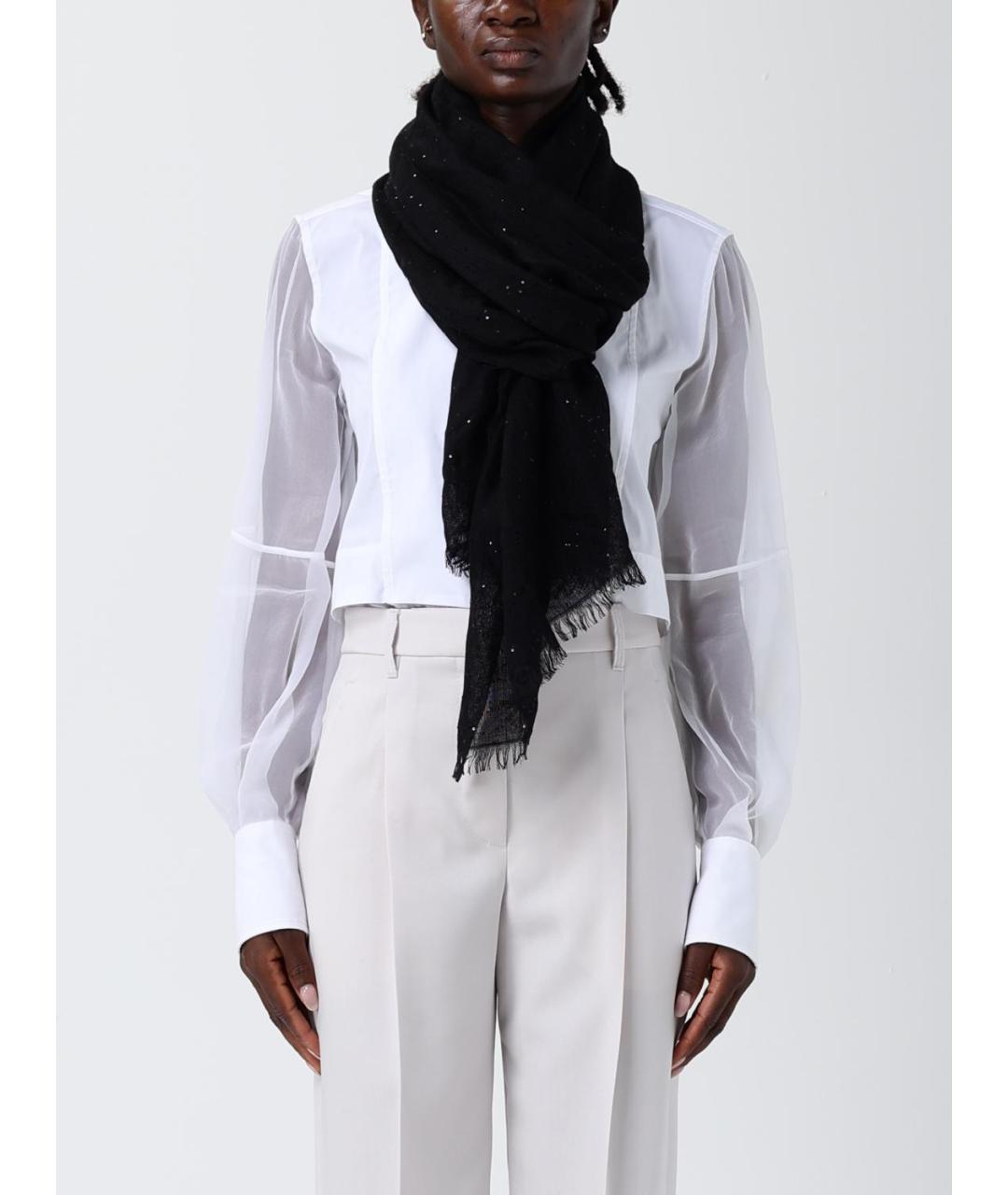 BRUNELLO CUCINELLI Черный кашемировый шарф, фото 4