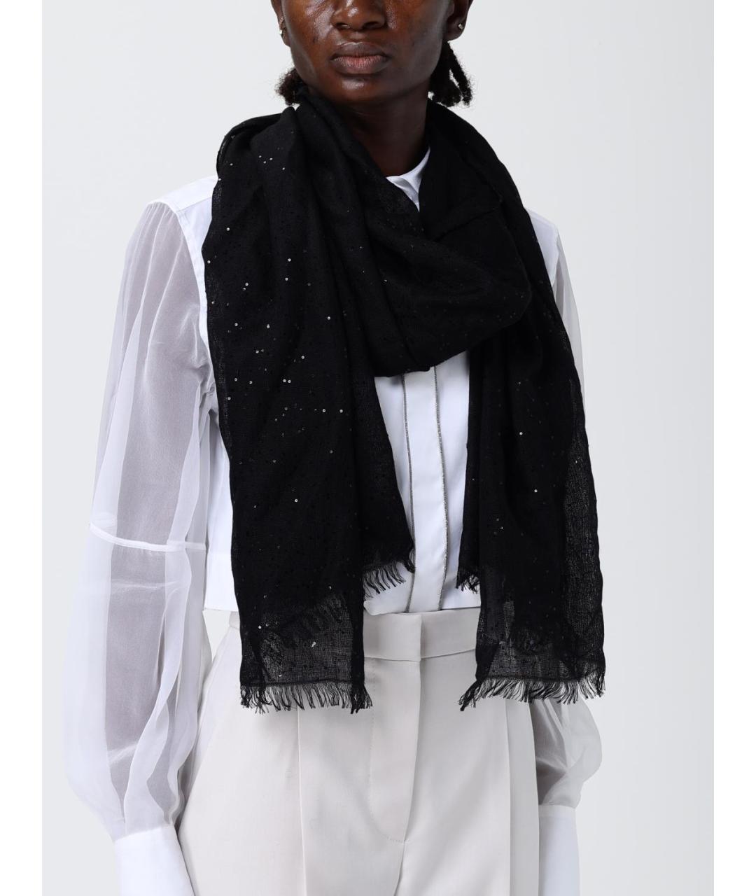 BRUNELLO CUCINELLI Черный кашемировый шарф, фото 2