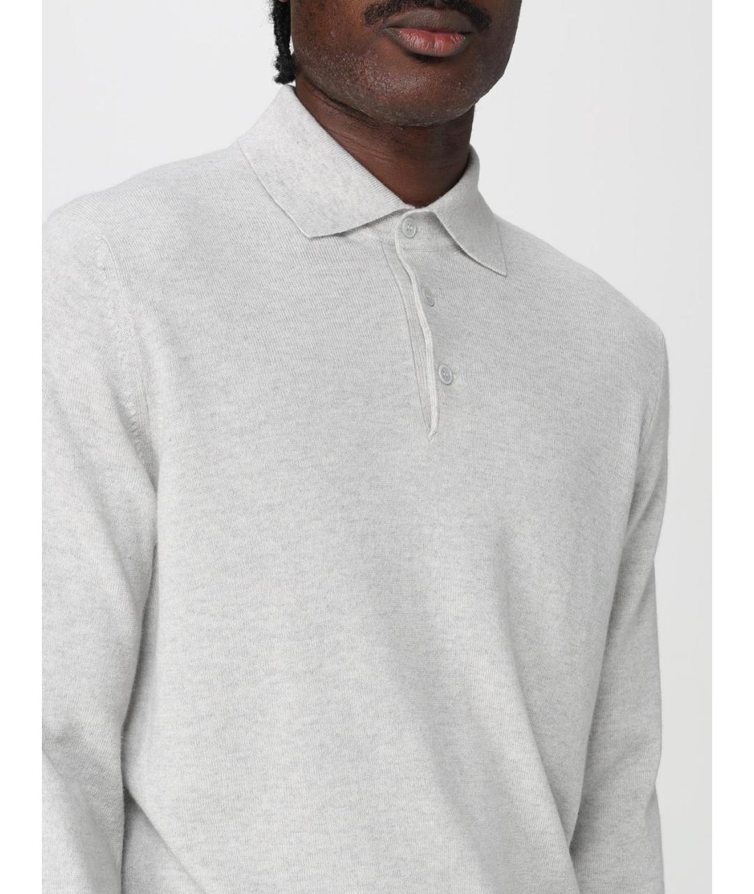 BRUNELLO CUCINELLI Серое поло с длинным рукавом, фото 5