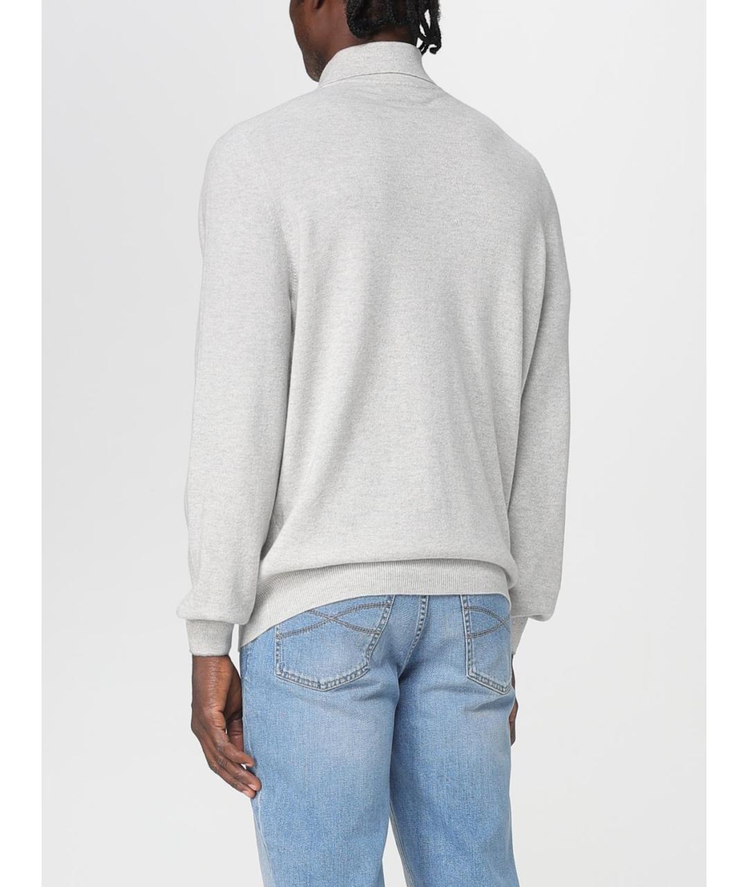BRUNELLO CUCINELLI Серое поло с длинным рукавом, фото 3