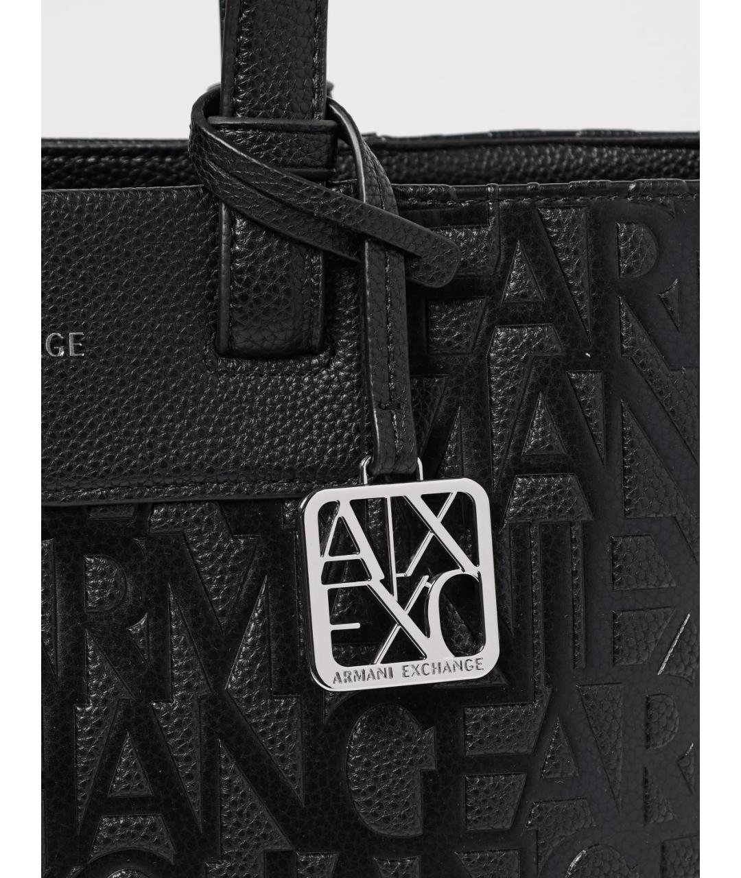 ARMANI EXCHANGE Черная сумка тоут из искусственной кожи, фото 3