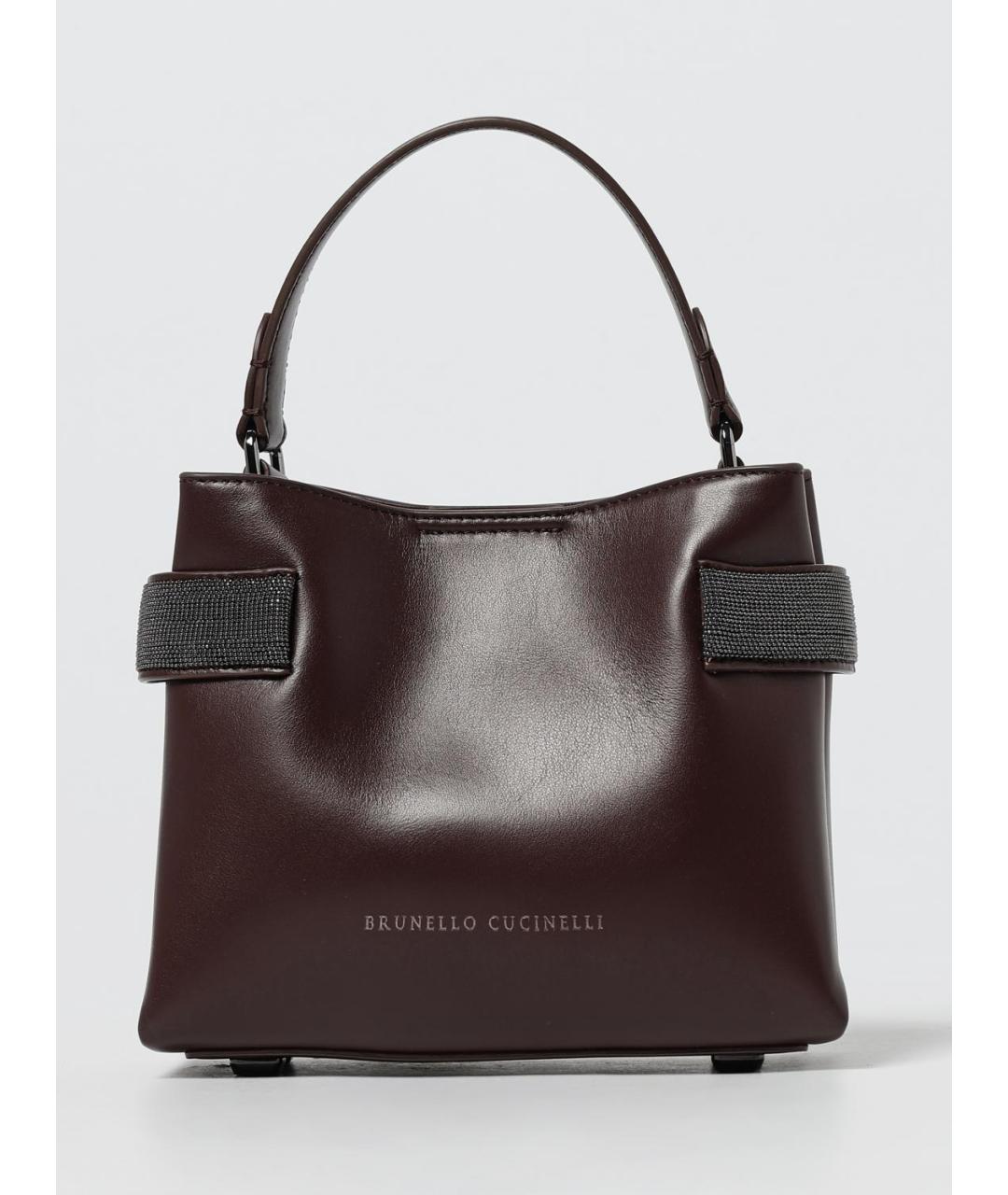 BRUNELLO CUCINELLI Бордовая кожаная сумка тоут, фото 6