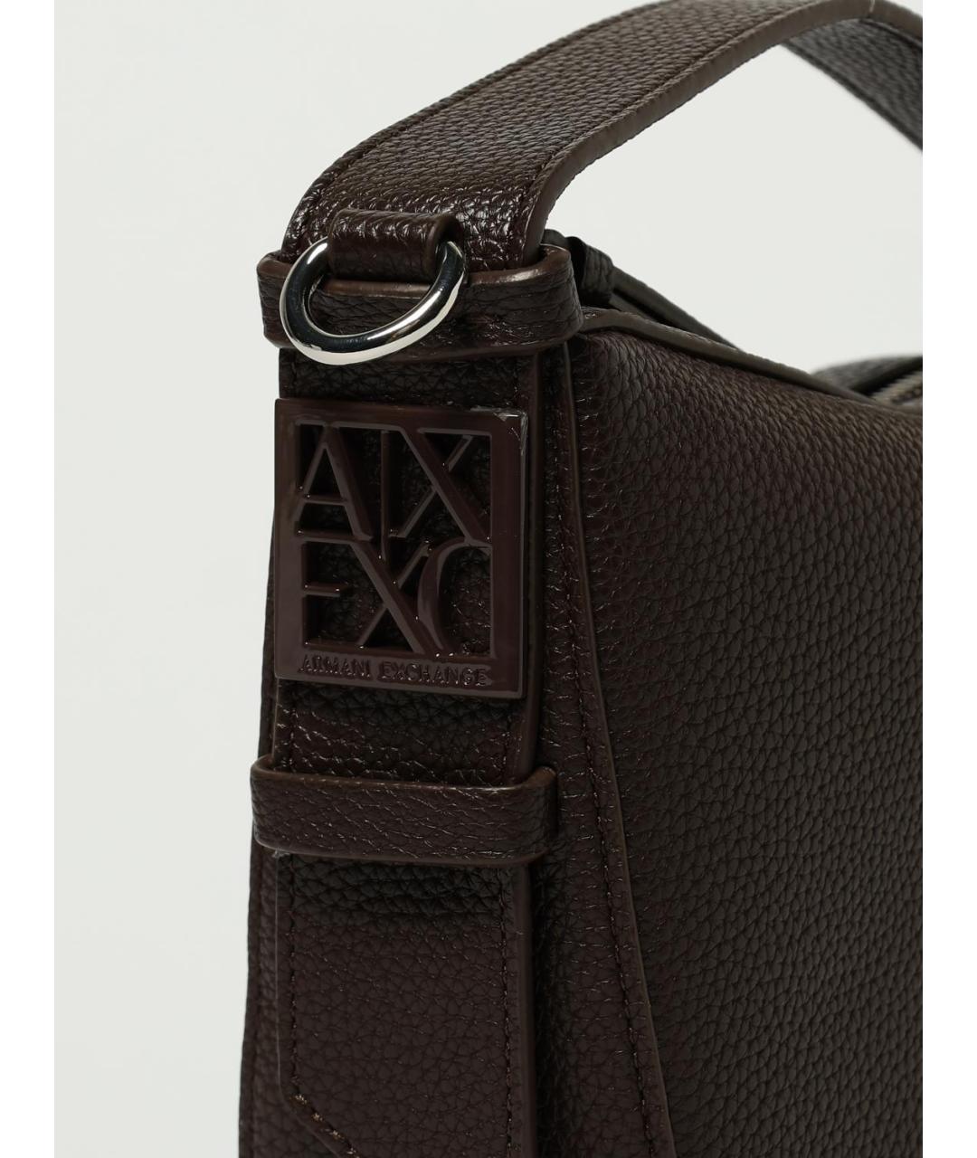 ARMANI EXCHANGE Коричневая сумка с короткими ручками из искусственной кожи, фото 3