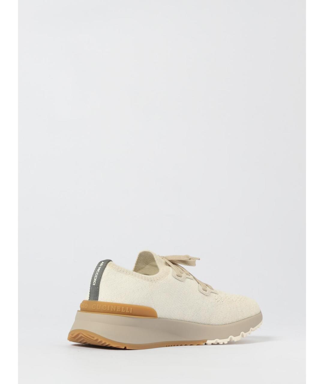 BRUNELLO CUCINELLI Бежевые текстильные низкие кроссовки / кеды, фото 3