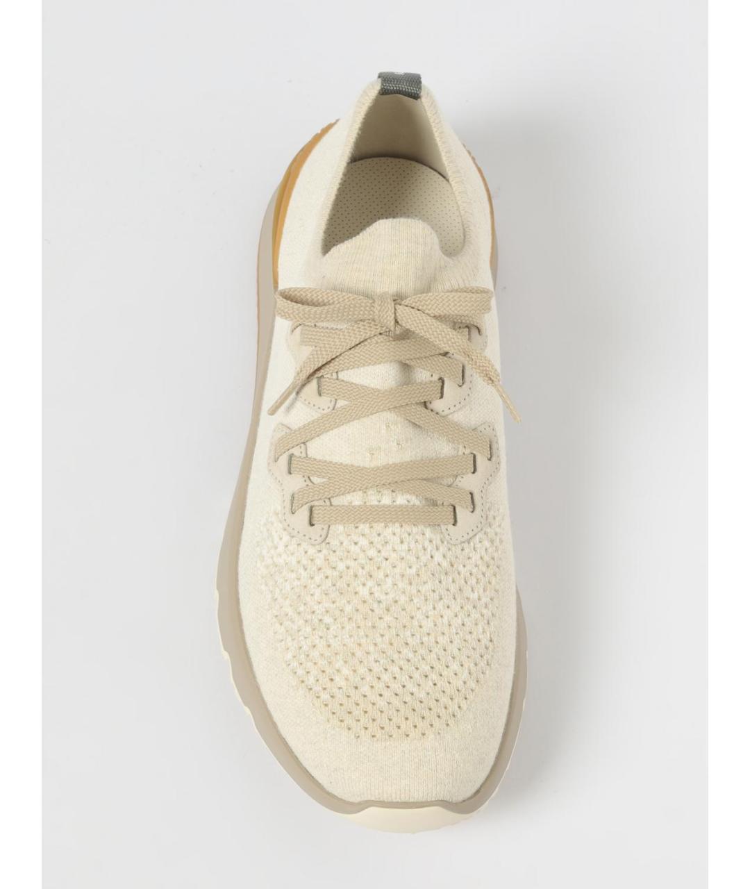 BRUNELLO CUCINELLI Бежевые текстильные низкие кроссовки / кеды, фото 4