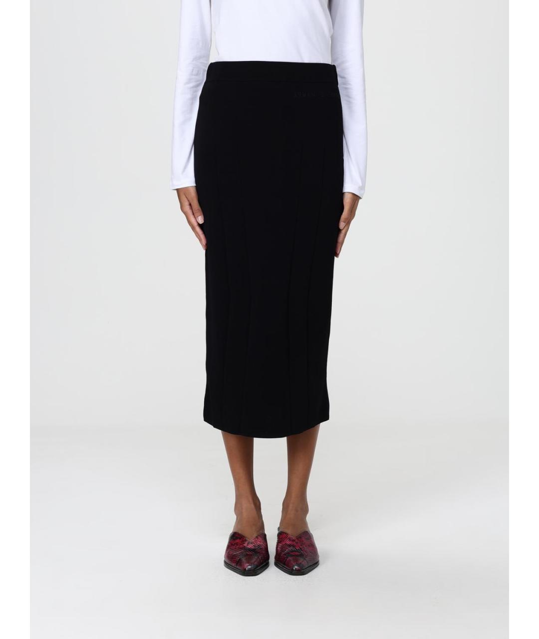 ARMANI EXCHANGE Черная полиамидовая юбка миди, фото 4
