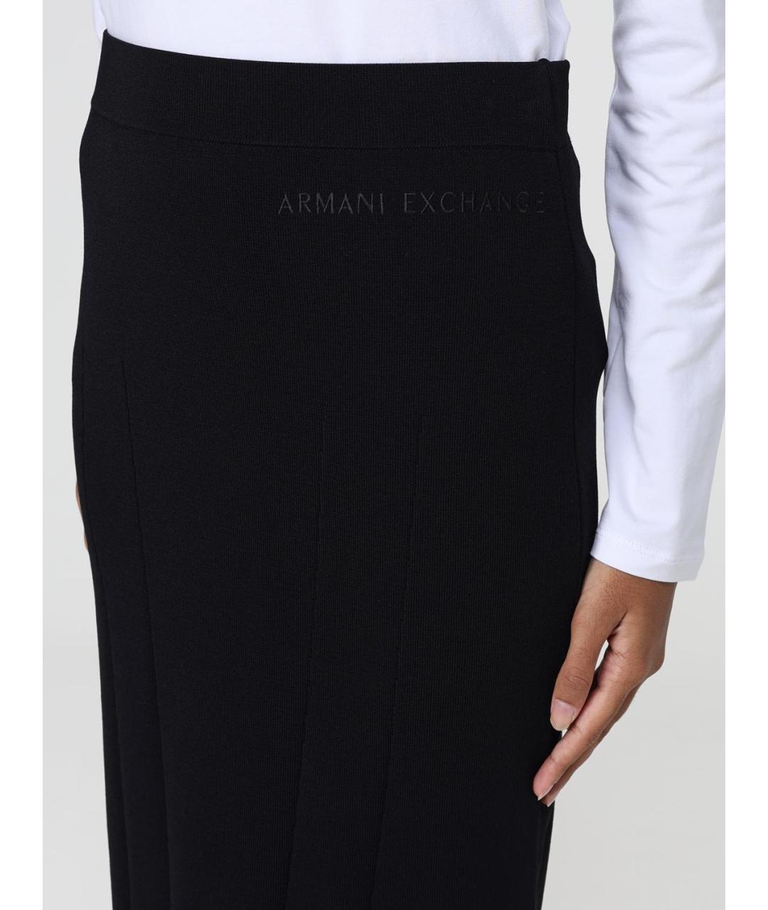 ARMANI EXCHANGE Черная полиамидовая юбка миди, фото 3