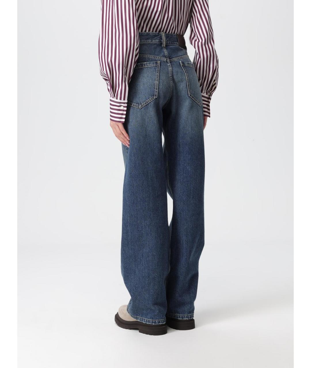 BRUNELLO CUCINELLI Синие хлопковые прямые джинсы, фото 3