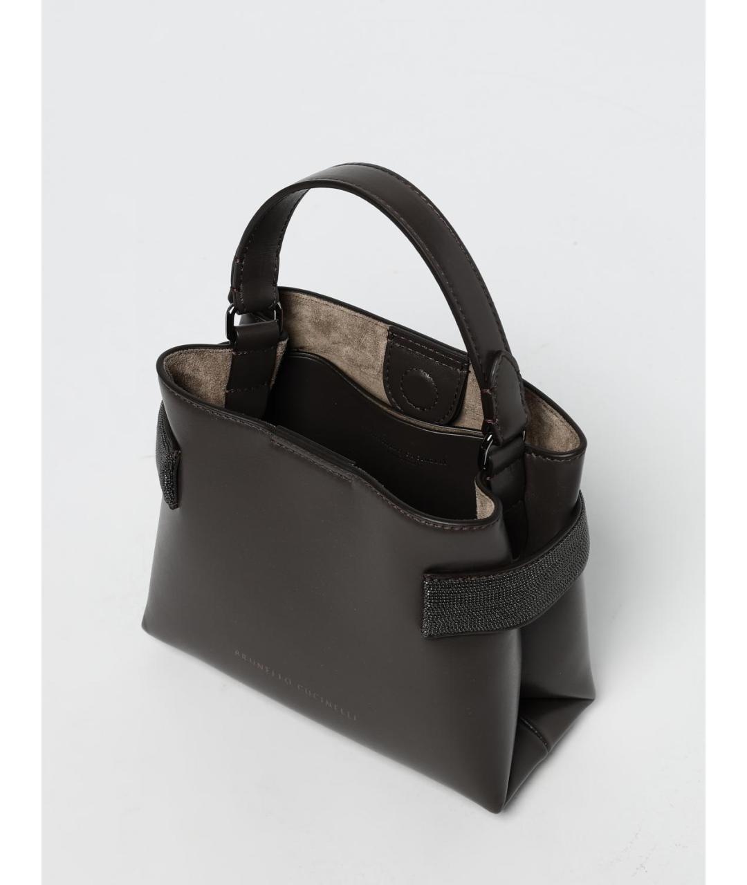 BRUNELLO CUCINELLI Коричневая кожаная сумка тоут, фото 5