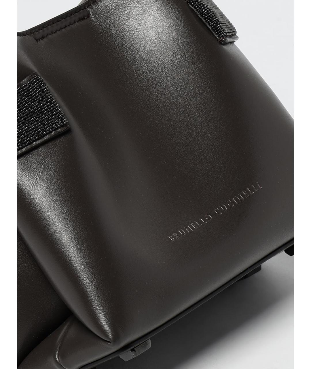 BRUNELLO CUCINELLI Коричневая кожаная сумка тоут, фото 4