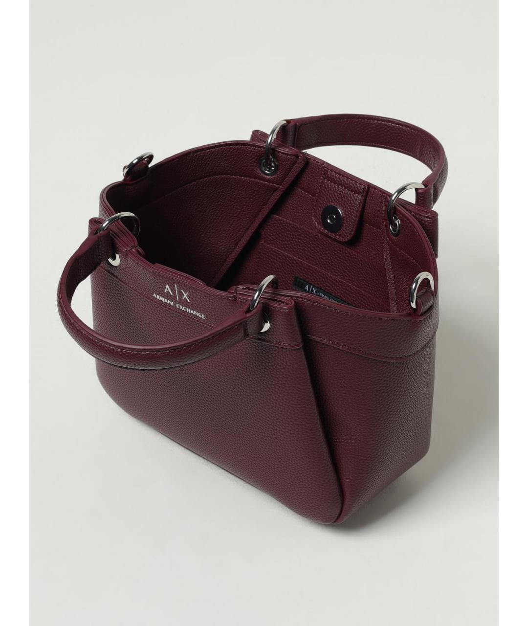ARMANI EXCHANGE Бордовая сумка тоут из искусственной кожи, фото 3