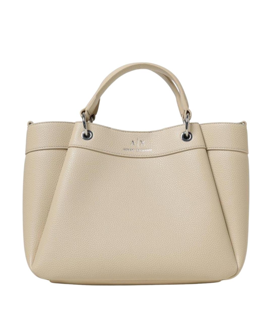 ARMANI EXCHANGE Бежевая сумка тоут из искусственной кожи, фото 1