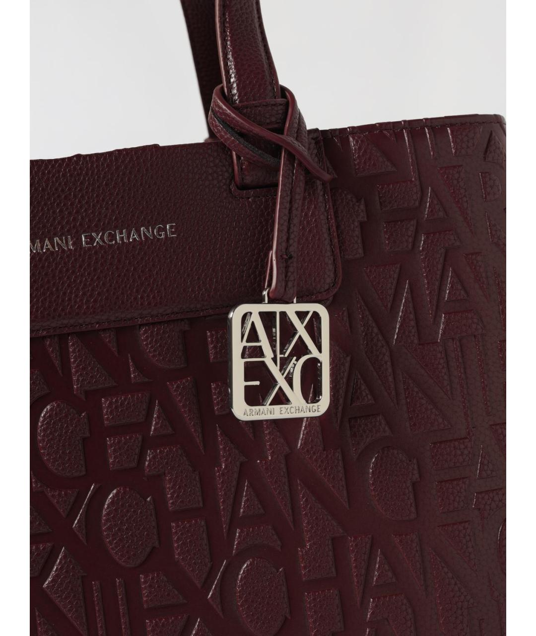 ARMANI EXCHANGE Бордовая сумка тоут из искусственной кожи, фото 3
