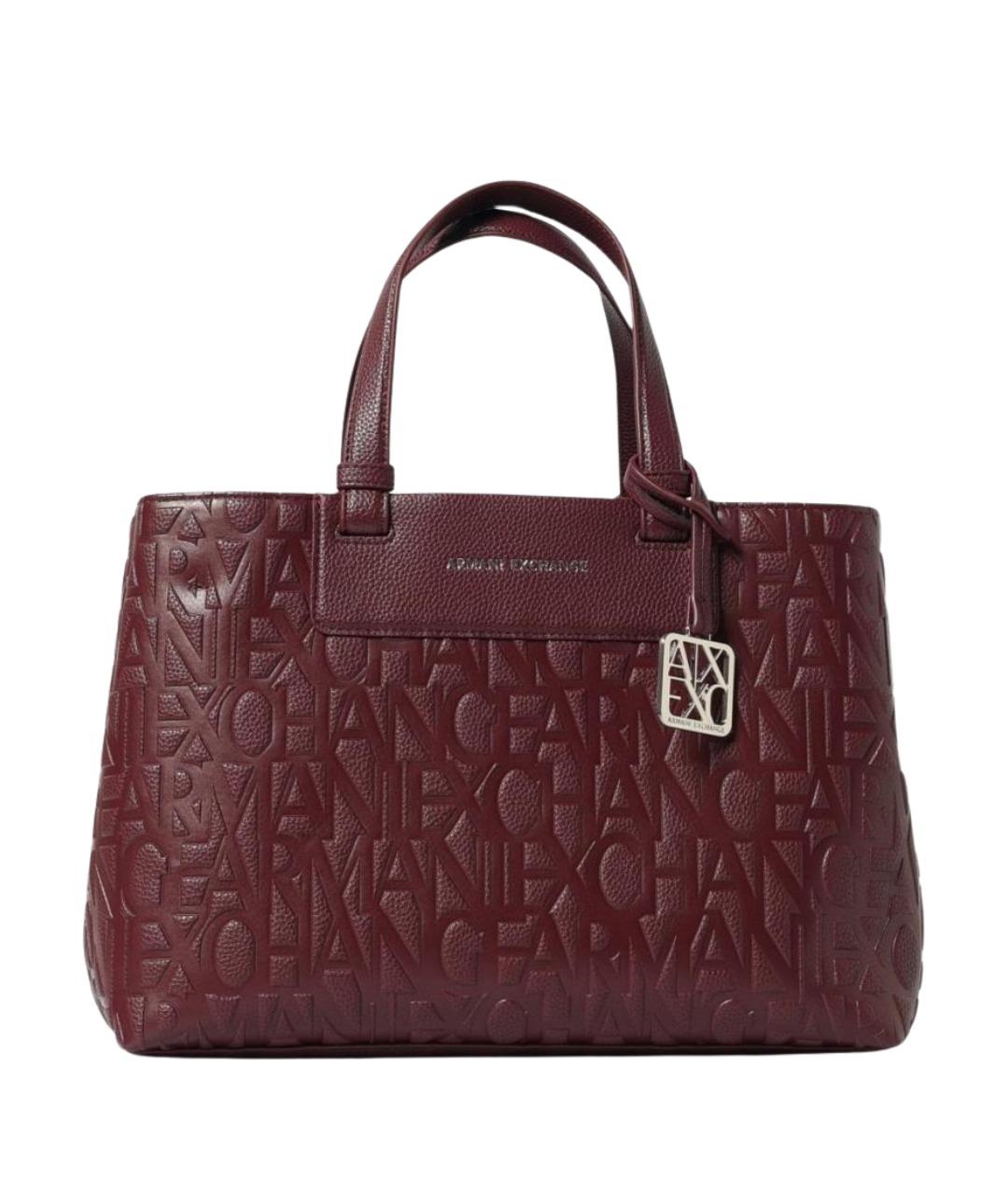 ARMANI EXCHANGE Бордовая сумка тоут из искусственной кожи, фото 1