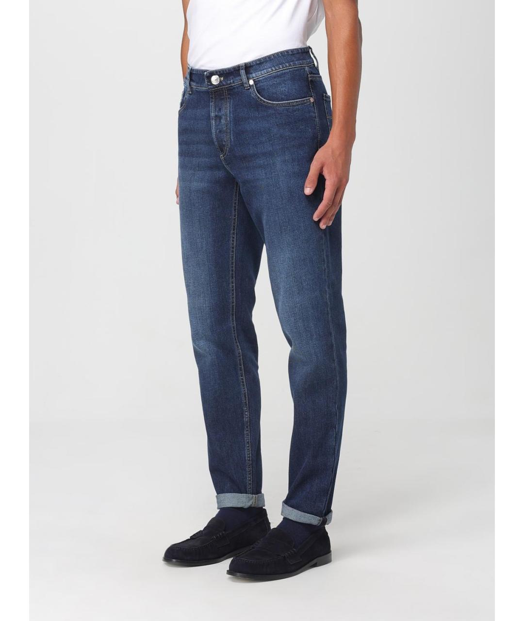 BRUNELLO CUCINELLI Синие хлопковые джинсы скинни, фото 4