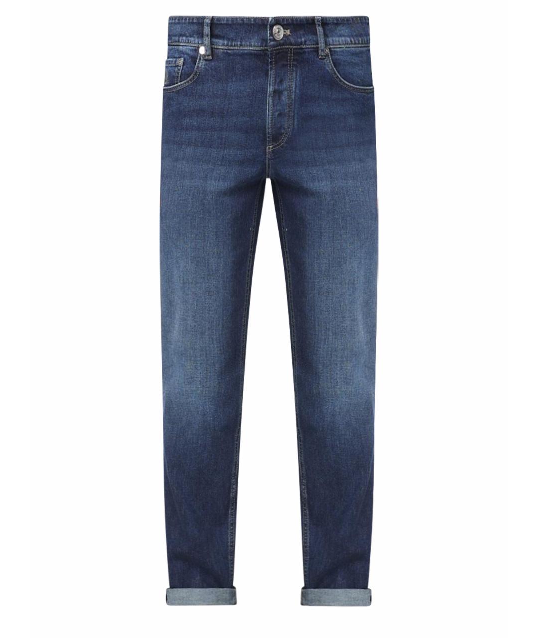 BRUNELLO CUCINELLI Синие хлопковые джинсы скинни, фото 1