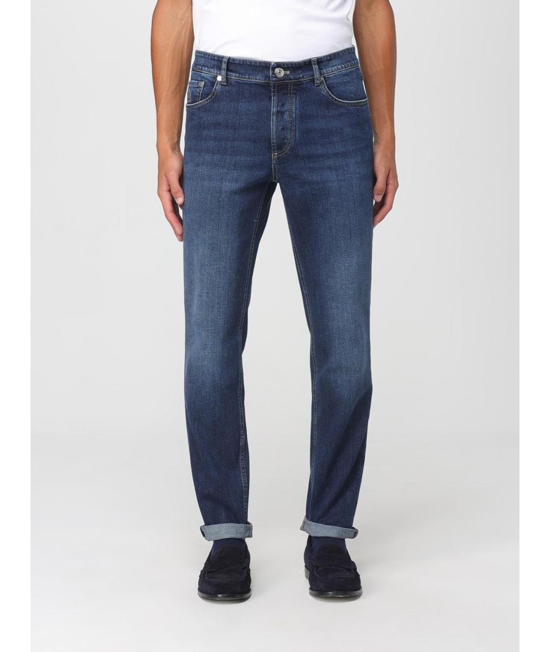 BRUNELLO CUCINELLI Синие хлопковые джинсы скинни, фото 6
