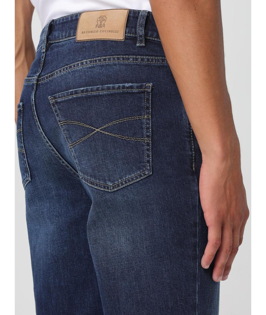 BRUNELLO CUCINELLI Синие хлопковые джинсы скинни, фото 5