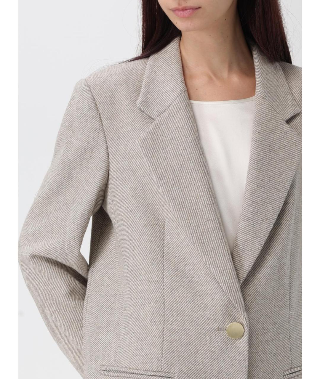 ARMANI EXCHANGE Бежевый шерстяной жакет/пиджак, фото 5