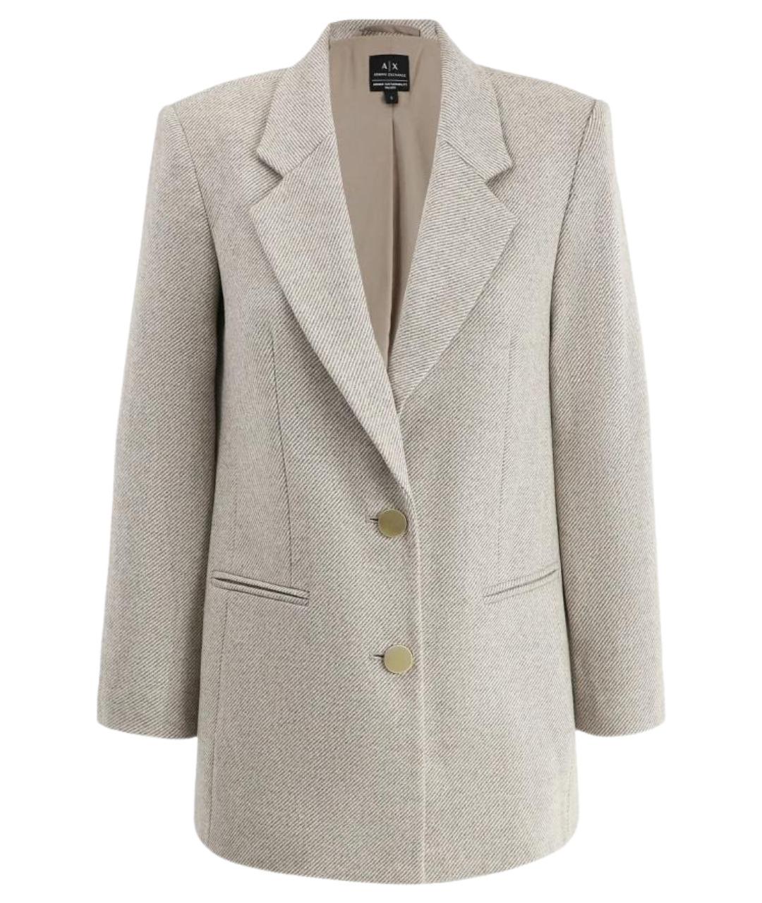 ARMANI EXCHANGE Бежевый шерстяной жакет/пиджак, фото 1