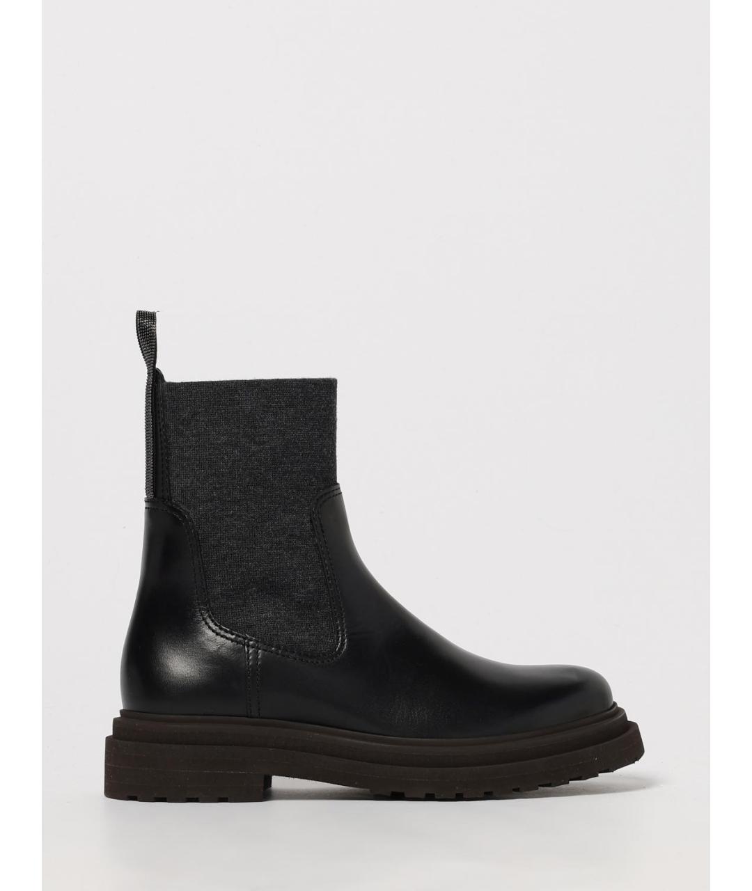 BRUNELLO CUCINELLI Черные кожаные ботинки, фото 5