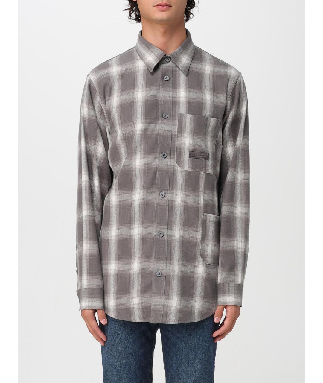 ARMANI EXCHANGE Серая хлопковая кэжуал рубашка, фото 4