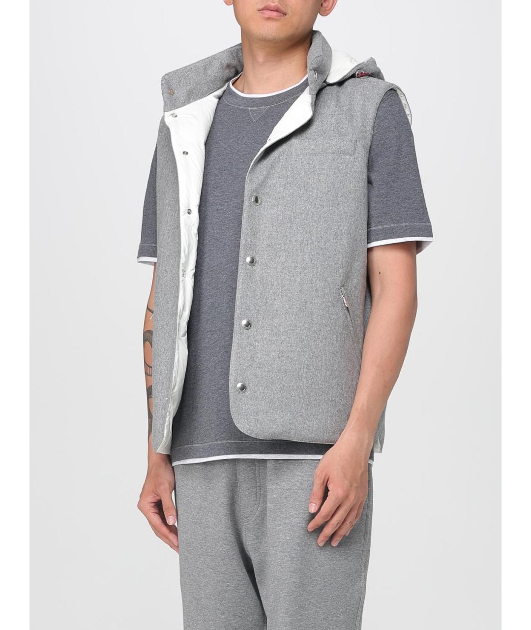 BRUNELLO CUCINELLI Серый шерстяной жилет, фото 5