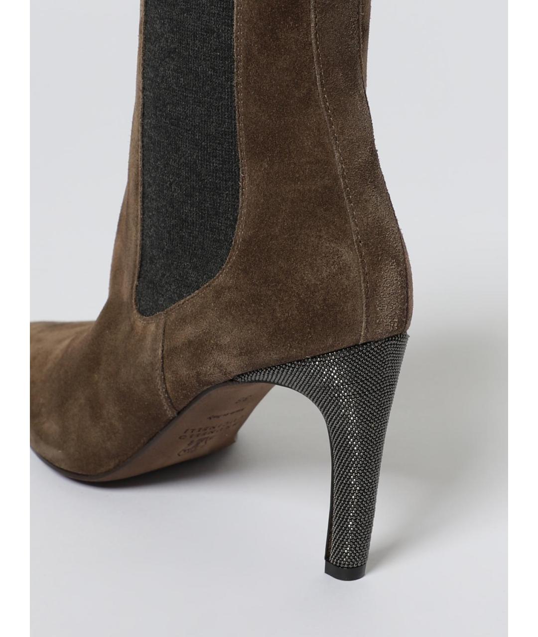 BRUNELLO CUCINELLI Коричневые замшевые ботильоны, фото 4