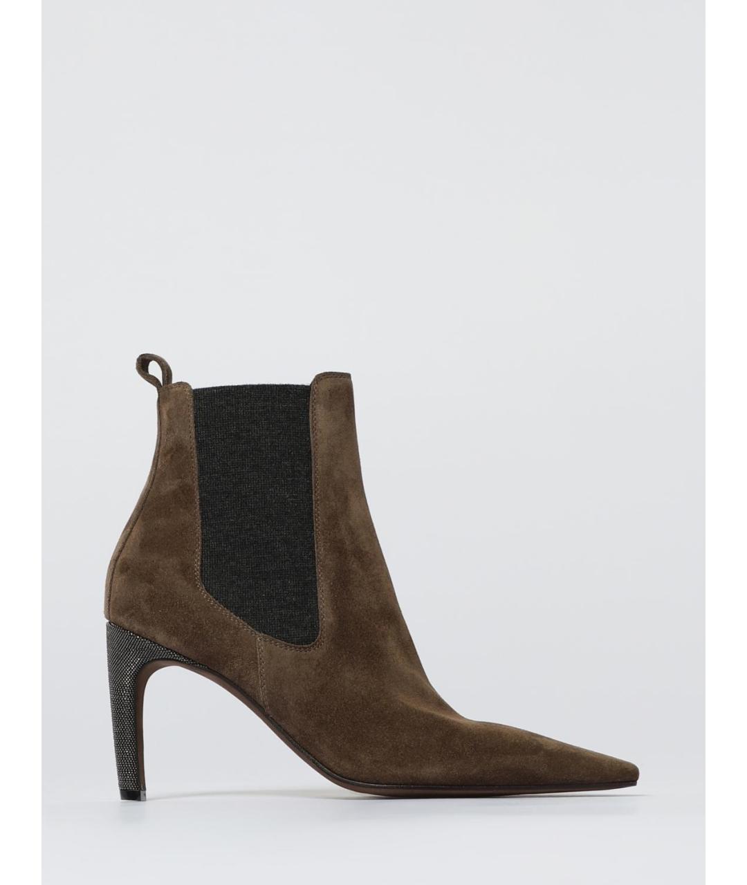 BRUNELLO CUCINELLI Коричневые замшевые ботильоны, фото 5