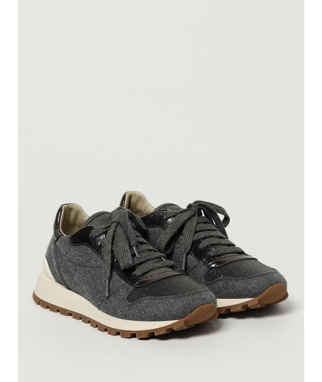 BRUNELLO CUCINELLI Серые текстильные кроссовки, фото 2