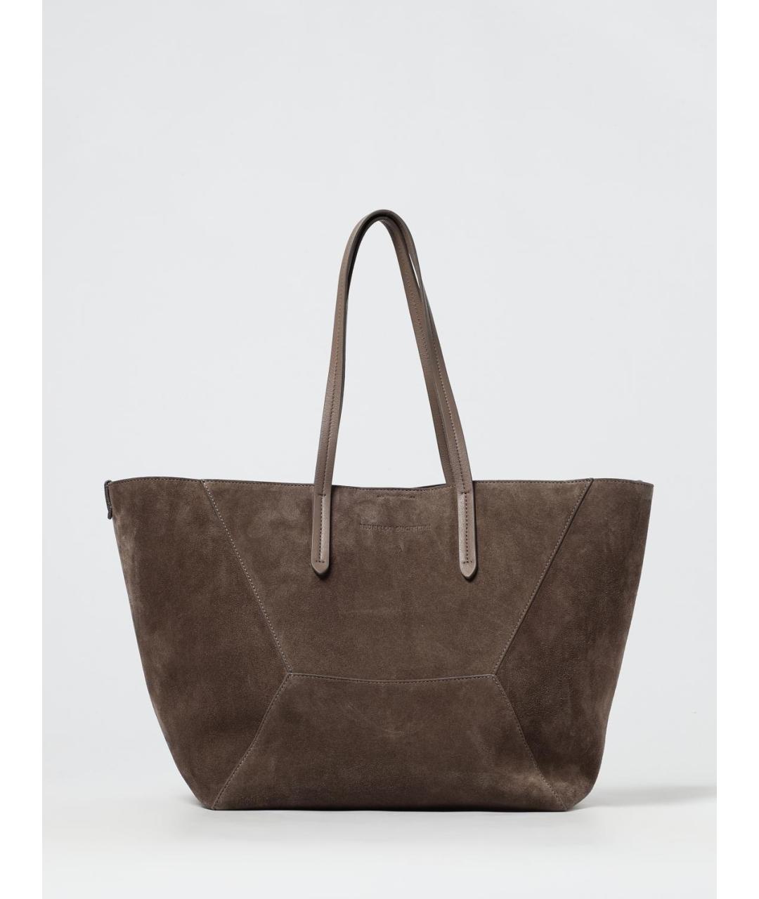 BRUNELLO CUCINELLI Серая замшевая сумка тоут, фото 6