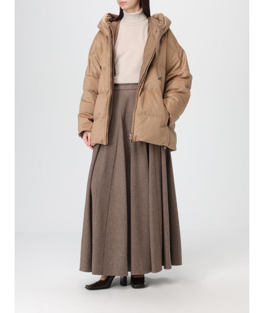 MAX MARA Бежевый полиэстеровый пуховик, фото 3