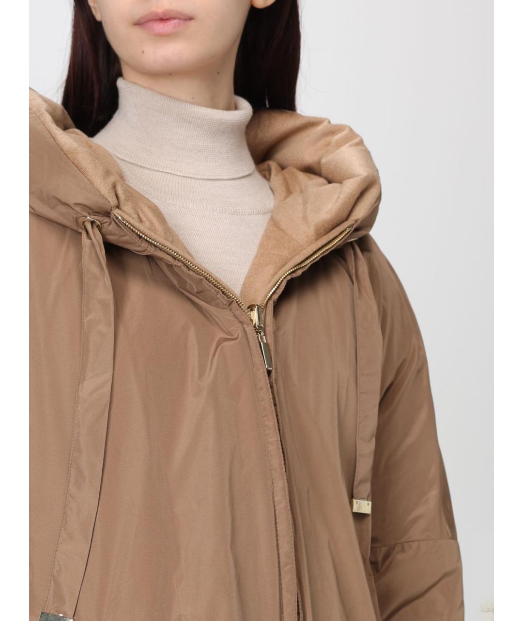 MAX MARA Бежевый полиэстеровый пуховик, фото 6