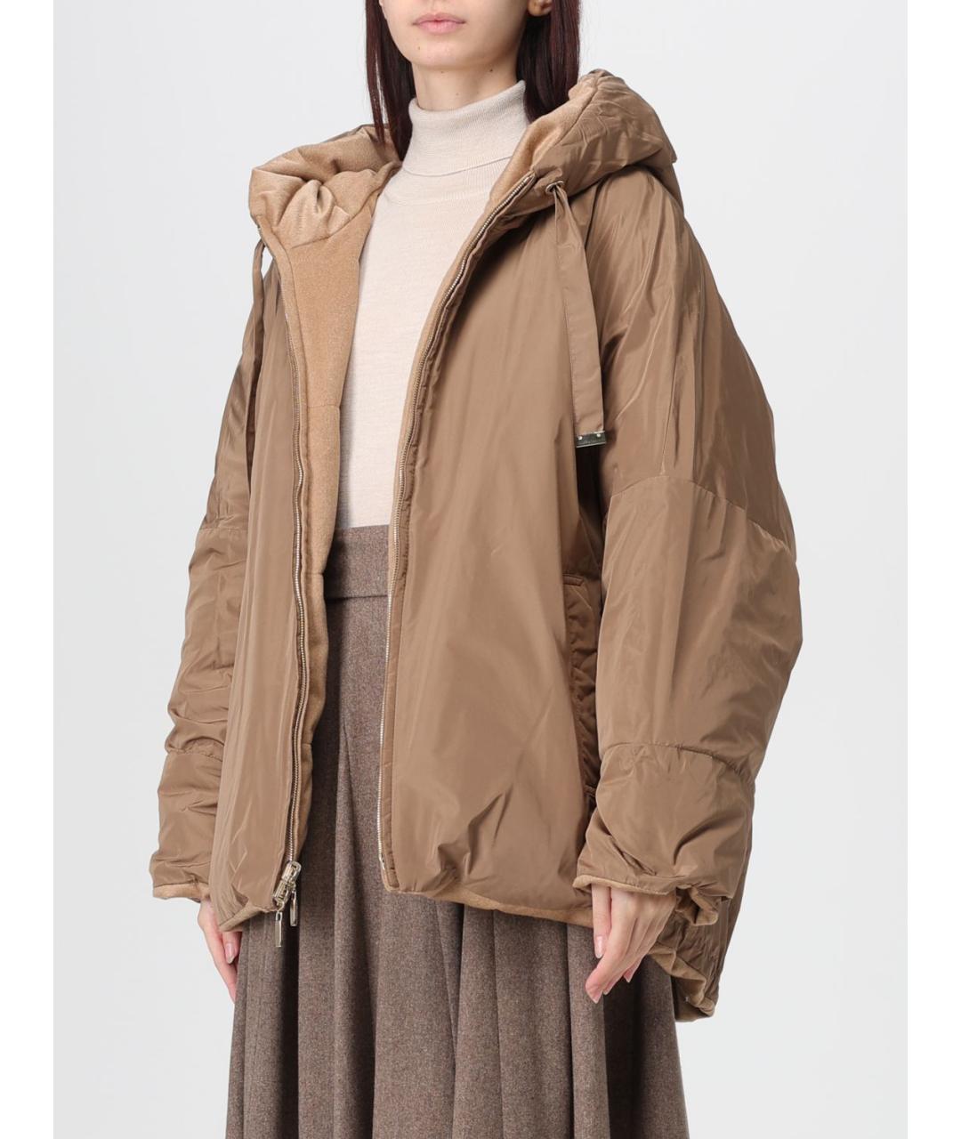 MAX MARA Бежевый полиэстеровый пуховик, фото 5