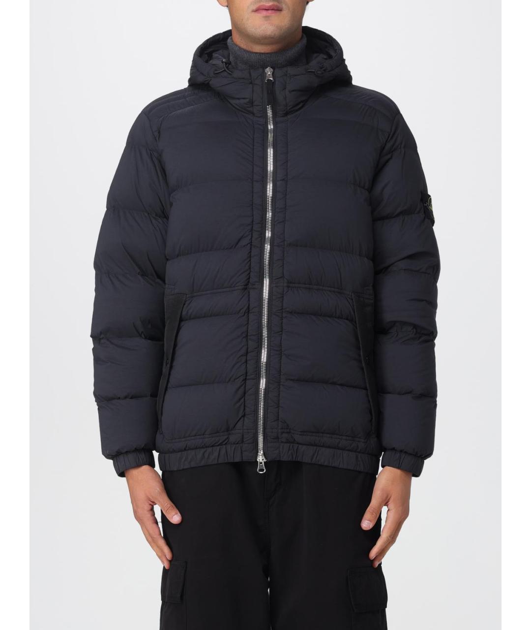 STONE ISLAND Черный синтетический пуховик, фото 2