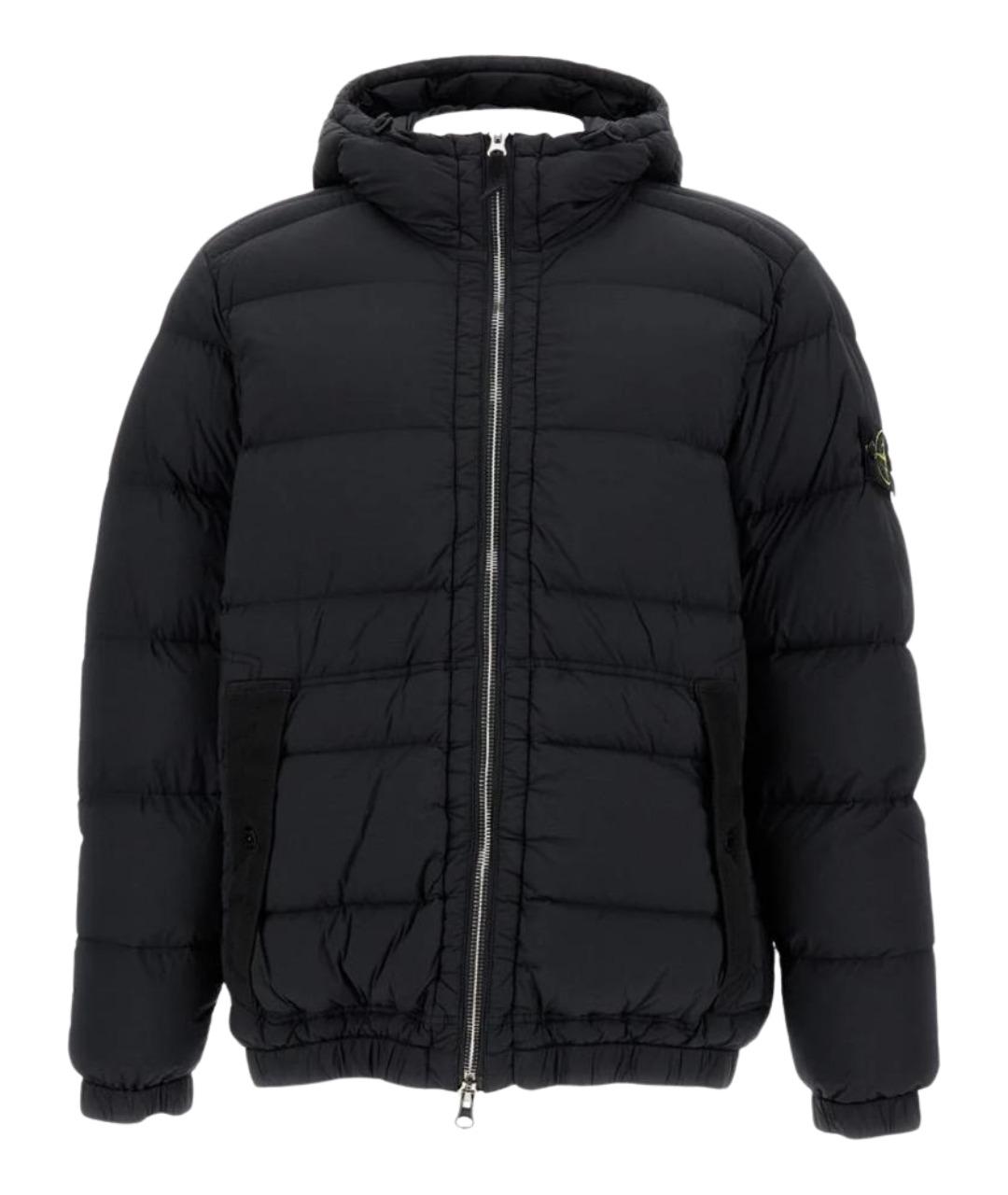 STONE ISLAND Черный синтетический пуховик, фото 1