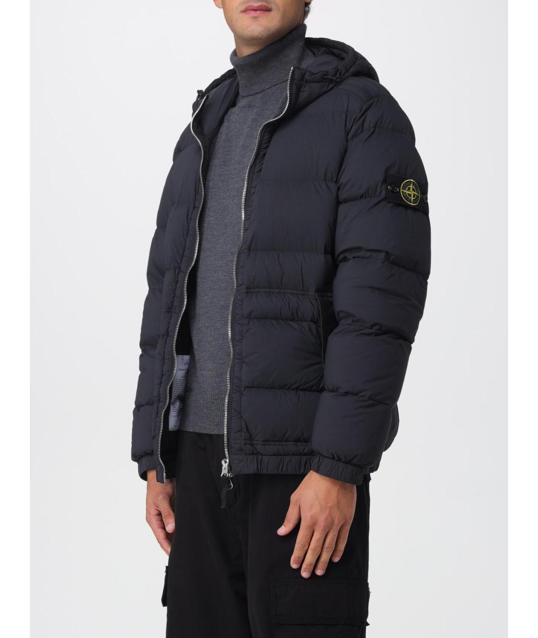STONE ISLAND Черный синтетический пуховик, фото 5