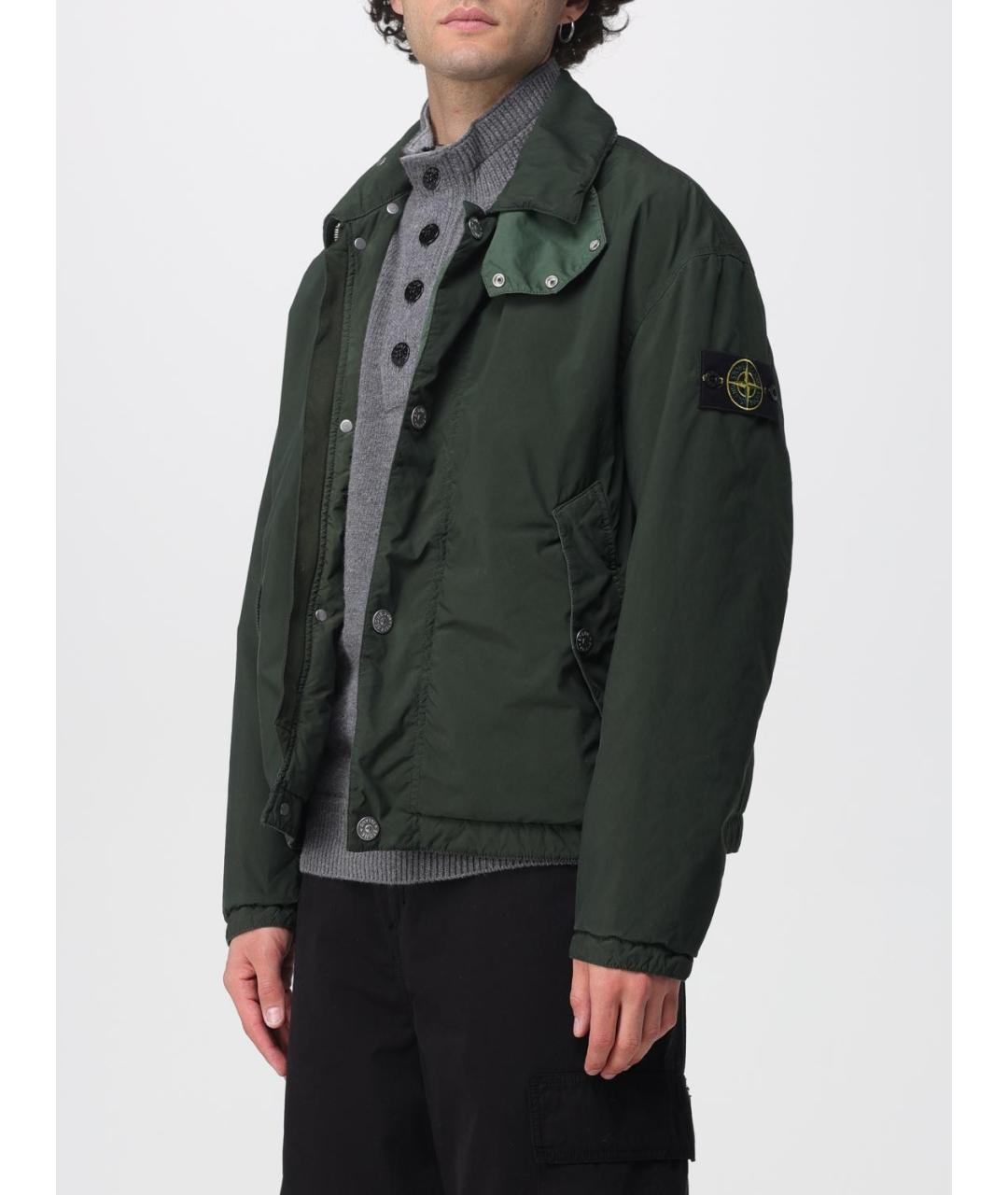 STONE ISLAND Зеленая полиэстеровая куртка, фото 5