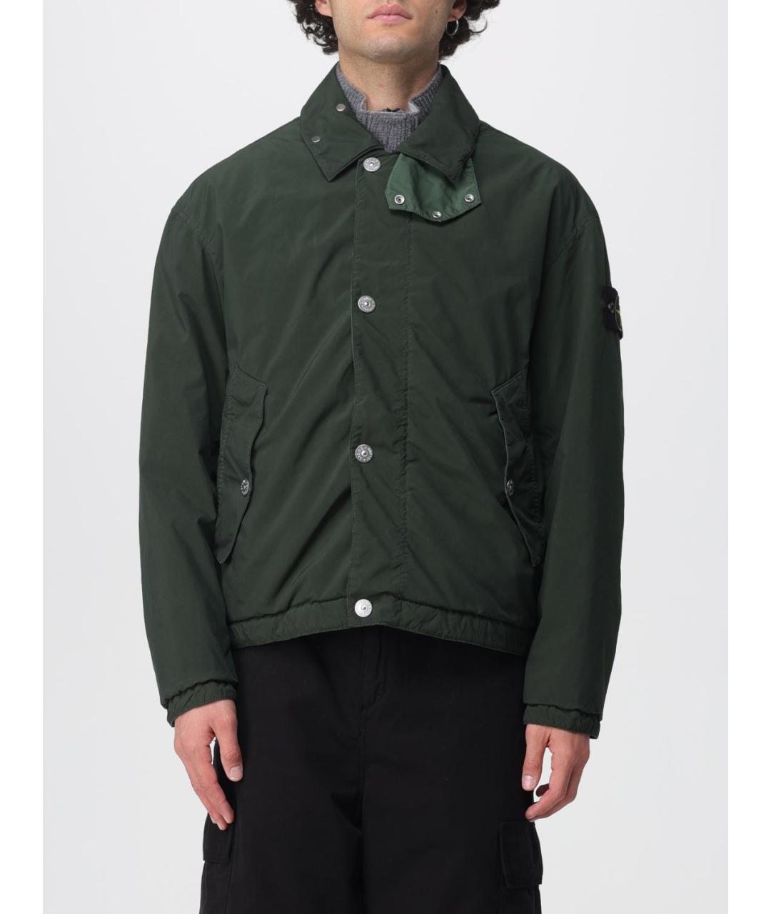 STONE ISLAND Зеленая полиэстеровая куртка, фото 2