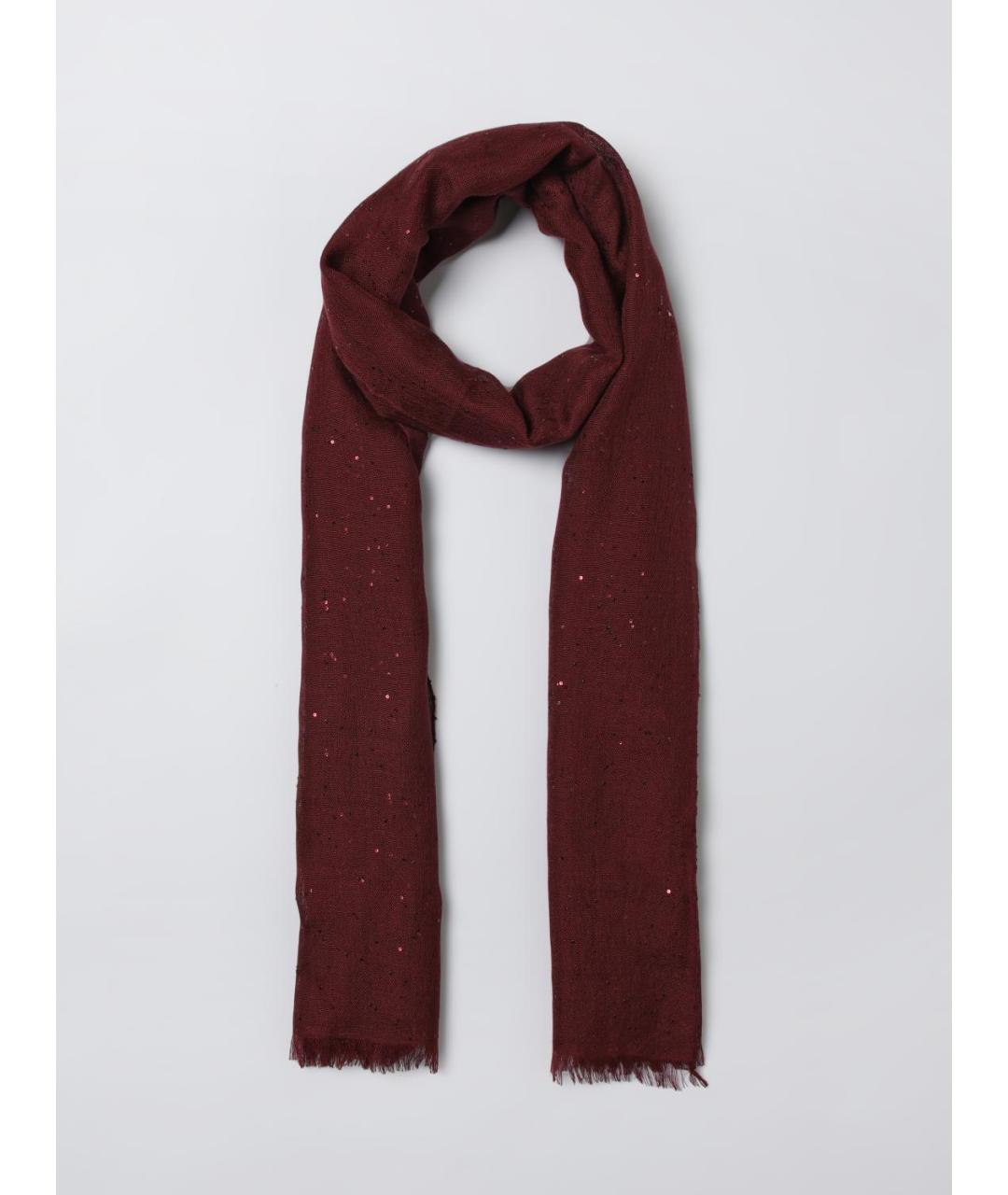 BRUNELLO CUCINELLI Бордовый кашемировый шарф, фото 5