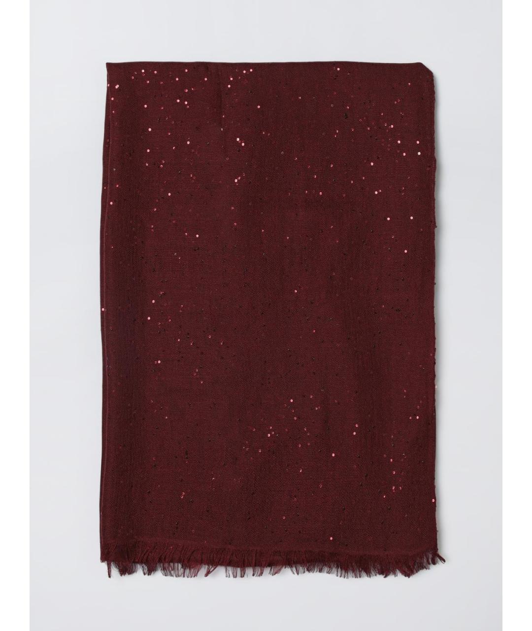 BRUNELLO CUCINELLI Бордовый кашемировый шарф, фото 6