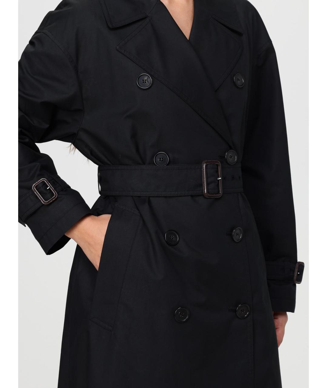 MAX MARA Черный хлопковый тренч/плащ, фото 4